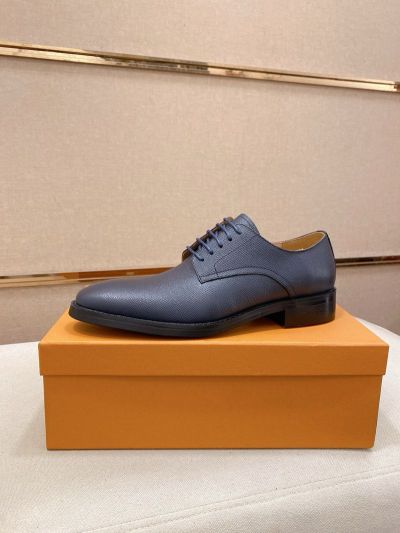 LV Black calfskin Leather Shoes-LV Man Business Leather Shoes
